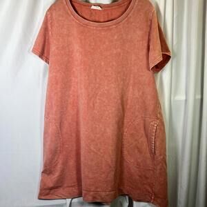 Anthropologie Jane and Delancey Dress Coral Pockets Short Sleeve 1X EUC SOFT
